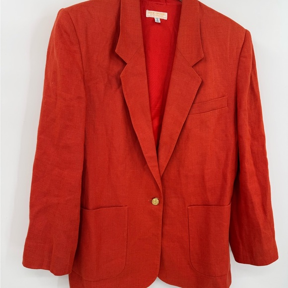 Brooks Brothers Vintage 100% Linen Notched Lapel Blazer Jacket in Red | Size 8 - Picture 4 of 7